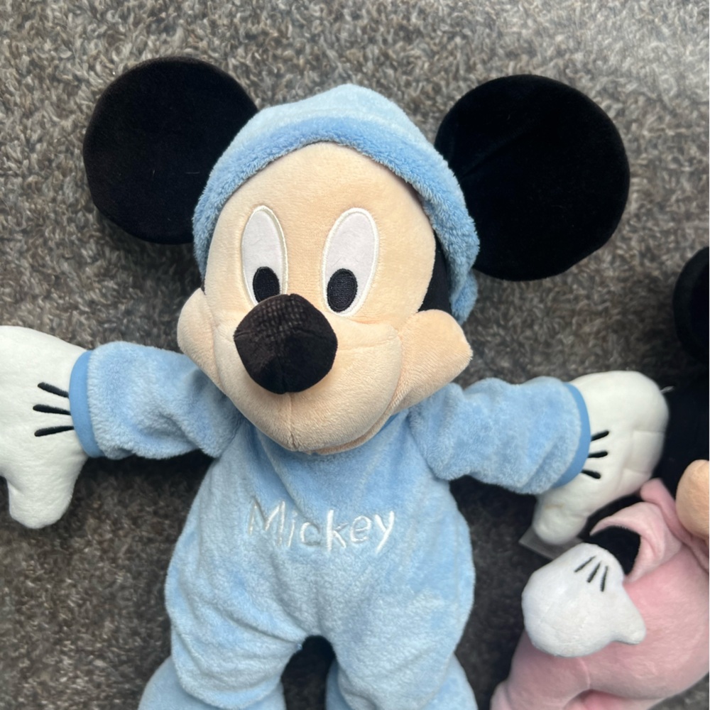 Disney Babies Baby Mickey Mouse and Minnie Mouse plush wearing pajamas - Picture 7 of 14